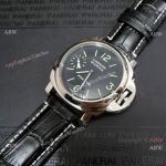 Copy Panerai Luminor Marina Pam111 Watch Black Leather Strap